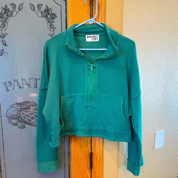 BUCKETLIST Tops Emerald Green Half Zip Pullover Poshmark